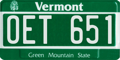 VT license plate OET651