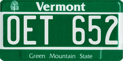 VT license plate OET652