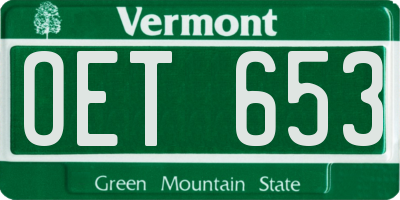 VT license plate OET653