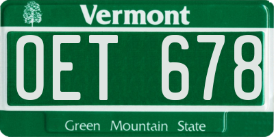 VT license plate OET678