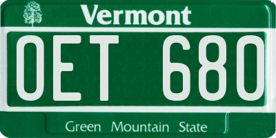 VT license plate OET680