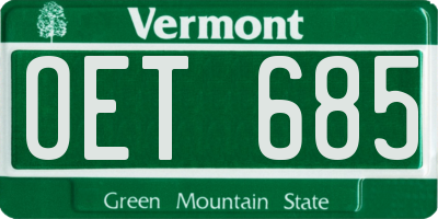 VT license plate OET685