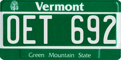 VT license plate OET692