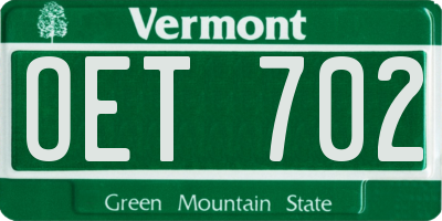 VT license plate OET702