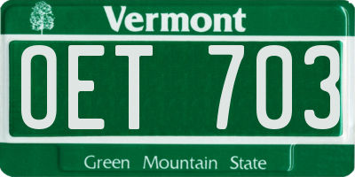 VT license plate OET703