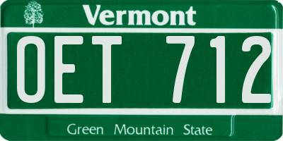 VT license plate OET712