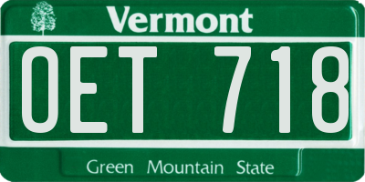 VT license plate OET718