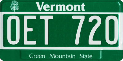 VT license plate OET720