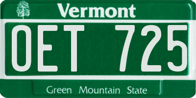 VT license plate OET725