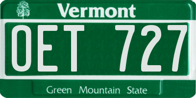 VT license plate OET727