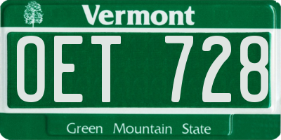 VT license plate OET728