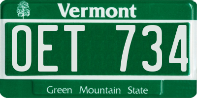 VT license plate OET734