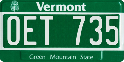 VT license plate OET735