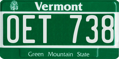 VT license plate OET738