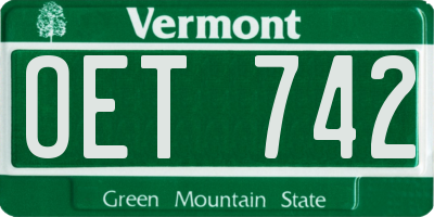 VT license plate OET742