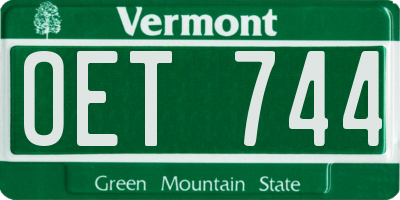 VT license plate OET744