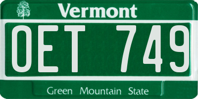 VT license plate OET749