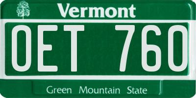VT license plate OET760