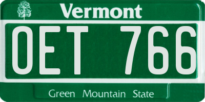 VT license plate OET766