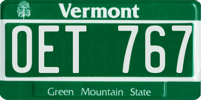 VT license plate OET767