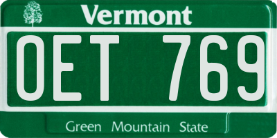 VT license plate OET769