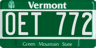 VT license plate OET772