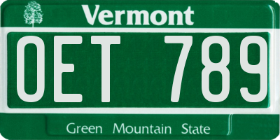 VT license plate OET789