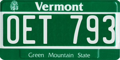 VT license plate OET793
