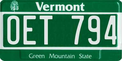 VT license plate OET794