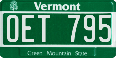 VT license plate OET795