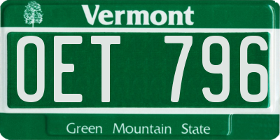 VT license plate OET796