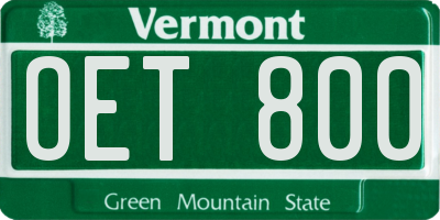 VT license plate OET800