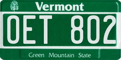 VT license plate OET802