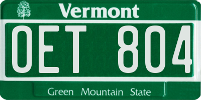 VT license plate OET804