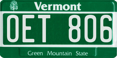 VT license plate OET806