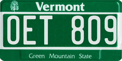 VT license plate OET809