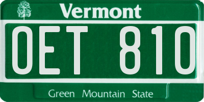 VT license plate OET810