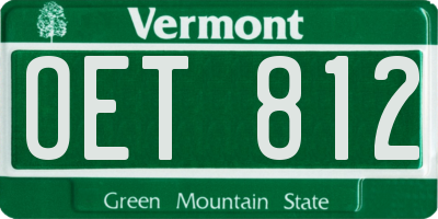 VT license plate OET812