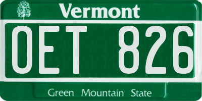 VT license plate OET826