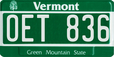VT license plate OET836