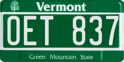 VT license plate OET837