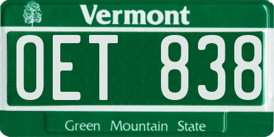 VT license plate OET838