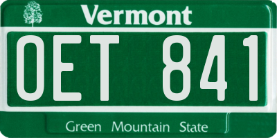 VT license plate OET841