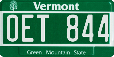 VT license plate OET844