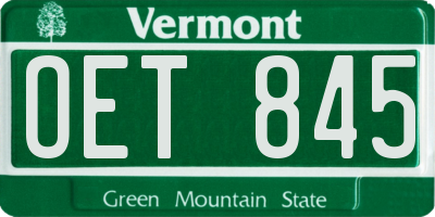 VT license plate OET845