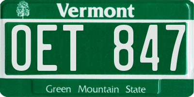 VT license plate OET847