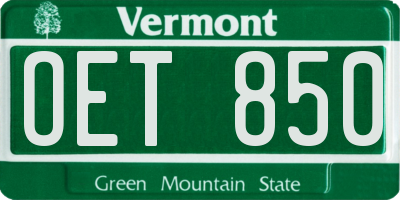 VT license plate OET850