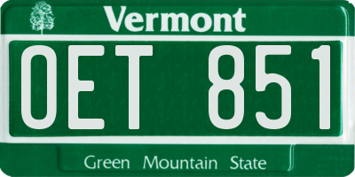 VT license plate OET851