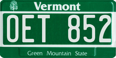 VT license plate OET852