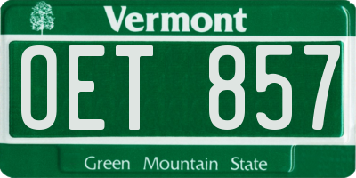 VT license plate OET857
